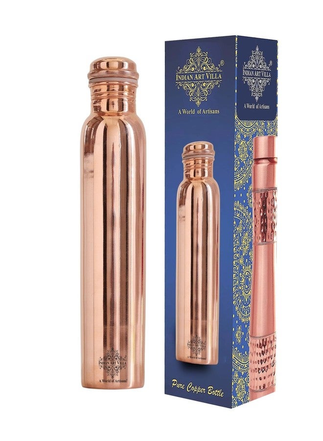 Indian Art Villa Copper Shine Finish Water Bottle - 900 ML, Pure Copper Bottle for Ayurvedic Health Benefits, Drinkware, Stylish Design for Daily Use, Yoga, Travel, Office, and Gifting - Image 1